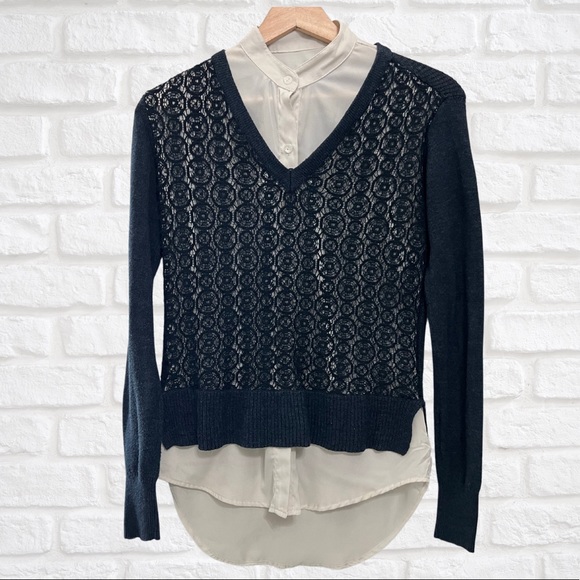 Simply Vera Vera Wang Mock-Layer Sweater in Navy Blue - Picture 2 of 12